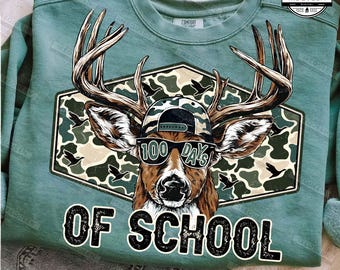 Bucked' 100 dni szkoły PNG, Boy Camo School Png, Polowanie na jelenie sublimacja PNG, 100 dni szkoły PNG, Łowca jeleni Png, Plik cyfrowy
