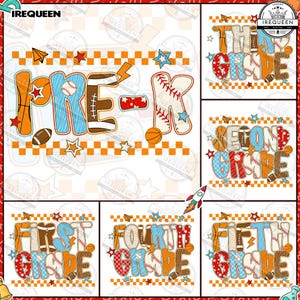 First/Second/Third Grade Boy Back To school Bundle png, Baseball Basketball, Preppy Kids, Kindergarten, 1st day of school Png, Digital File