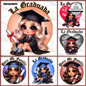 5+ La Graduada Chicana Png Bundle, Graduation Chibi Style Png, Educated Latina Girls Png, Chicano Graduation, Chibi Cute Girls, Digital File