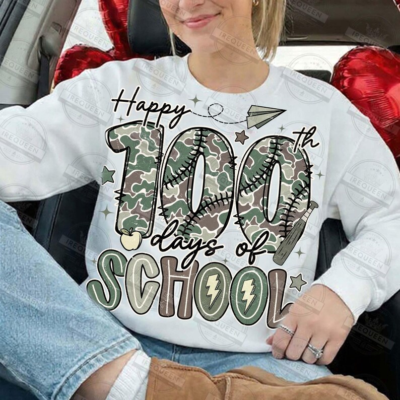 100 Days of School Baseball Camo Png, Camo Cap Boy School Shirt Design ...