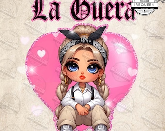 La Guera Cholo Girls Png, Espagnol Pink Chicana Valentine Design, Espagnol Valentine Png, Valentines Old School Chicano Png, Fichier numérique