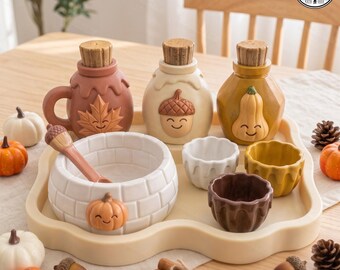 Cute Fall Vibes Playset, 3D Printable Harvest Play Kit, Autumn Play Lab, 3MF STL 3D Print File, 3D Download