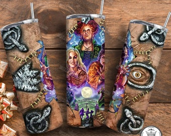 Witches Movie 20 oz Skinny Tumbler Wrap Sublimation Design, Sisters Halloween Tumbler Png, Hot Halloween Tumbler Wrap, Digital File