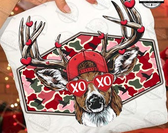 Valentine Buck PNG, Boys Valentines png, Retro Valentines Hunting Png, Valentine Camo Png, Valentine design for Deer hunter, Digital File