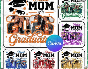 Plantilla editable de Canva para insertar fotos de graduación familiar orgullosa, plantilla de graduación de 2026, PNG de graduación, Canva para estudiantes de último año de graduación, archivo digital