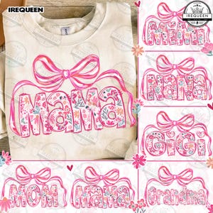 Pink Mama Nana Mimi Bundle Png, Mothers Day Png, Preppy Mama Png, Retro Mama Png, Checkered Mama Png, Mama Coquette Design Png, Digital File