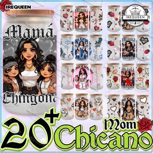 20+ Mama Chingona 16oz Glass Can Wrap, Gift For Mom Libbey Glass Wrap, Mother’s Day Glass UV DTF Cup Wrap Design, Digital File
