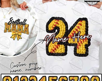 Personalized Softball Mom Faux Yarn Png, Retro Softball Mama Coquette Png, Softball Mama Png, Game Day Softball Bow Png, Digital File