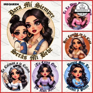 5 Latina Mom Sayings Png Bundle, Chibi Style Latina Mother's Day Png, Gift For Mom Png, Te Lo Digo Por Tu Bien, Chicano Mom, Digital File zdjęcie 1