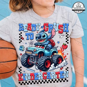 Ready To Crush Kindergarten Png, Cartoon Back To School Png, Blue Alien School Png, Gift For Kid School Png, Bruh We Back Png, Digital File