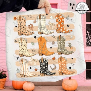 Retro Cowboy Boots Fall Png, Brushstroke Fall Pumpkin Png, Cute Pattern Howdy PNG, Polka Dots Fall Png, Western Cowgirl Autumn, Digital File