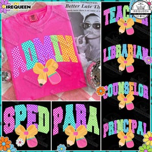 School Occupation PNG Bundle, Preppy First Day of School Bright Neon Girly Png, Back to School Teacher Sped Para Counselor Png, Digital File