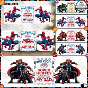 Superhero Dad 11oz Mug Wrap Bundle, Super Dad 11oz Mug Png, Best Dad 11oz Mug Template, Fathers Day Mug Png Design, Dad Mug , Digital File