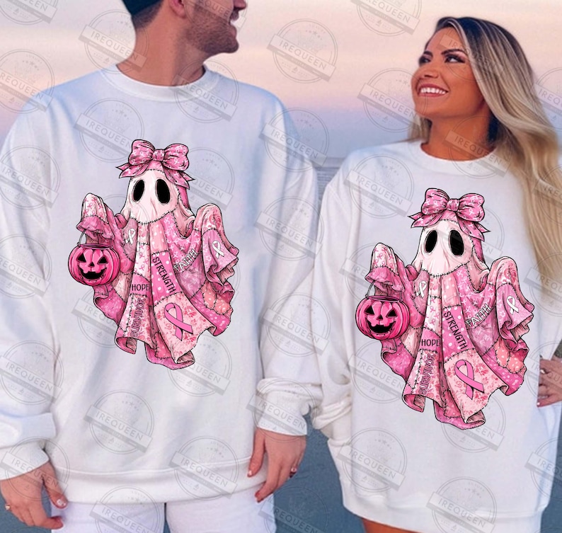 Breast Cancer Awareness Ghost Png, Pink Ribbon Patchwork Ghost ...