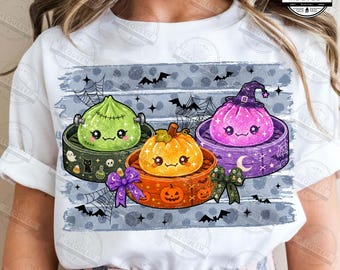 Striped Kawaii Halloween Dumpling PNG, Coquette Bow Halloween Png, Halloween Png, Halloween Glitter Dumpling, Spooky Dumpling, Digital File