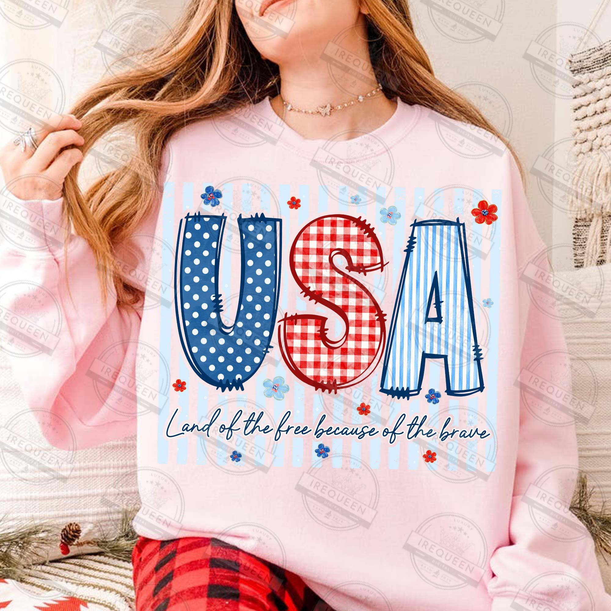 Land of the Free Because of the Brave USA Png, 4th of July Png, America ...