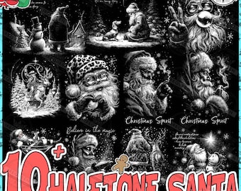 10+ Vintage Christmas Halftone Bundle png, Christmas Snowman Png, Whimsical Festive, Christmas Santa Claus 2025 png, Digital File