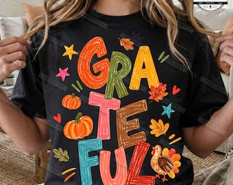 Grateful Png, Trendy Hand Drawn Png, Preppy Fall Season Png, Thanksgiving PNG, Faith Based Autumn Png, Christian Fall Png, Digital File