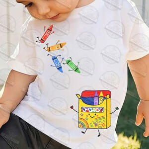 Back to School Png, Cute School Supplies PNG, Teacher Shirt Design, Crayons Jumping Into Box Png, Dancing Rainbow Crayons Png, Digital File image 3