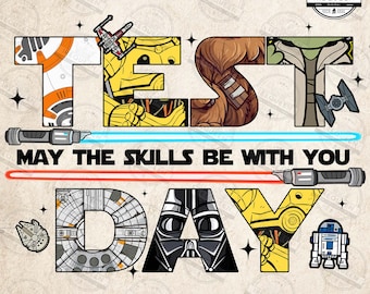 Que les compétences soient avec vous png, c'est la journée des tests png, conception de chemise de professeur drôle, jour de l'examen, tenue de la semaine des tests, motivation pour les études, fichier numérique