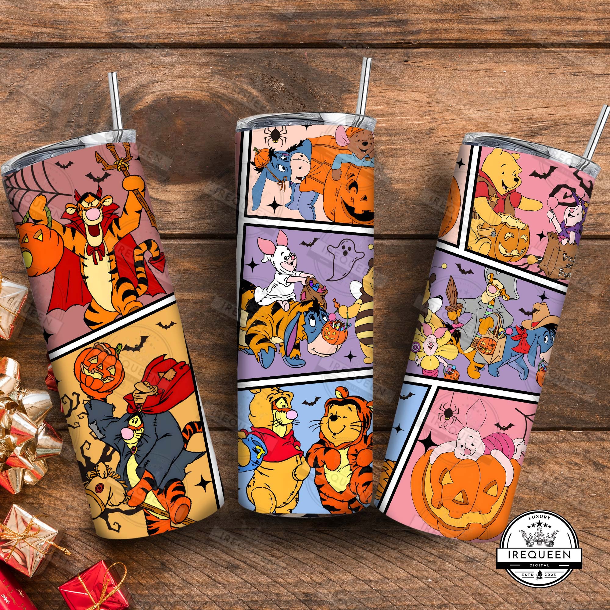 Halloween Cartoon Tumbler, 3D Bear Cartoon Halloween Dog Skinny Tumbler, Spooky Season 20oz Tumbler, Digital File