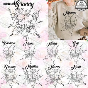 Mother&#39;s Day Digital File, 1-10 Hands Mom/Grandma/ Nana Childs PNG Bundle, Custom Name Hand Kid Names Png, Gift Best Mom Ever, Digital File