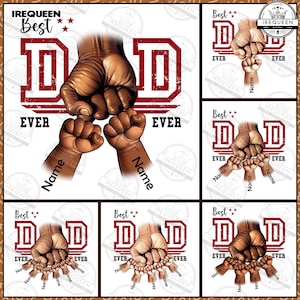 Dad and Childs Fist Bump Png Bundle, Father's Day Best Dad Ever, Custom Name Hand Kid Names Gift, Digital File