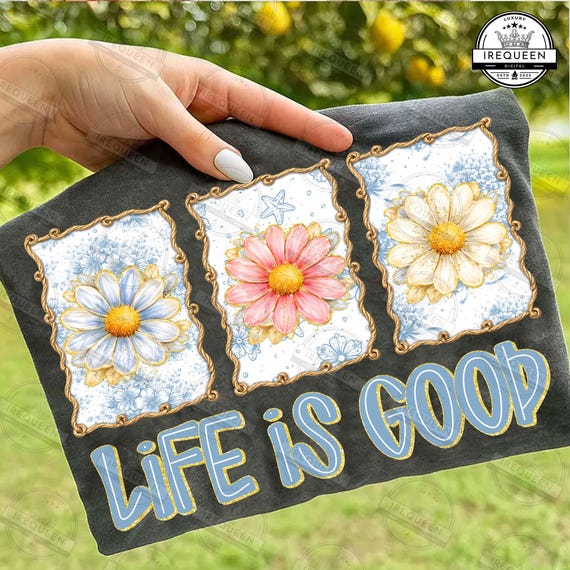 Life Is Good PNG, Daisy Png, Preppy Brushstroke Flower, Inspirational Summer Aesthetic PNG, Boho Floral PNG, Digital File