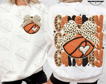Two Side Basketball Faux Yarn Png, Coquette Basketball Png, Crochet Basketball Png, Game Day Shirt Design, Basketball Season, Digital File