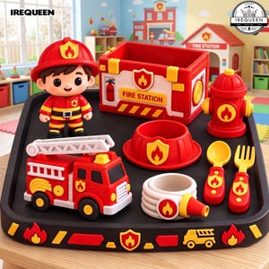 Firefighter Playset, 3D Printable Fire Truck Play Kit, Fire Station Play Lab, 3MF STL 3D Print File, 3D Download