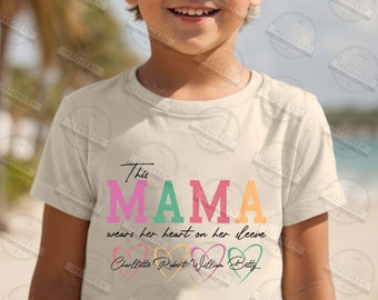 Personalized 'This Mama Wears Her Heart On Her Sleeve' Sweatshirt - Custom Mom Gift With Kids Names