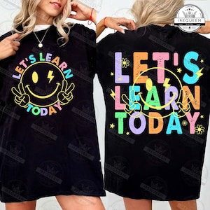 Let’s Learn Today Neon Png, Smiley Png, Neon School Kids Retro Distressed Png, Retro Teacher Png, Preppy Back To School Png, Digital File