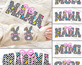 Pacchetto di 6 Mama Easter Png personalizzati, Buona Pasqua Png, Coniglietto pasquale Png, Primavera floreale Png, Coquette di Mama Easter, Uovo di Pasqua Png, File digitale
