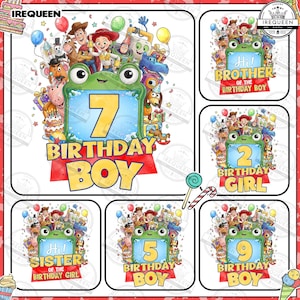 Toy and Friends 5 Birthday Boy Bundle Png, Family Birthday Party Png, Family Baby, Birthday Gift, You've Got A Friend In Me, Digital File