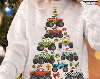 Monster Truck Christmas PNG, Christmas Tree Cars PNG, Boys Xmas Png, Cute Kids Monster Truck Design, Holiday Gift For Boys, Digital File