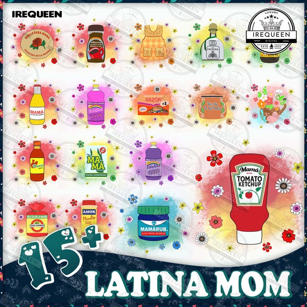 Paquete de 15+ Latina Mom Bouquet Toppers, Mama tu saxon es unico, Fabulosa, Mama Guerrera, Abuela Latina, Día de la Madre, Archivo Digital