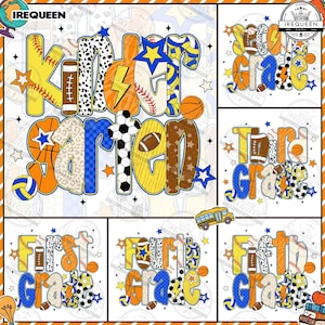 1st /2nd/3rd Grade Boy Back To school Bundle png, Baseball Basketball, Preppy Kindergarten, 1st day of school, Sport School, Digital File