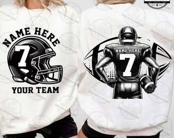 Custom Football Png, Football Team Png, Retro Sports, Personalized Text and Number , Game Day, Football Mom, Gift For Player, Digital File