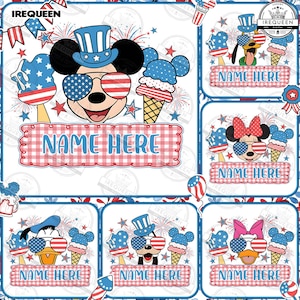 Personalized Boy Girl 4th Of July Png, Hand Drawn Fireworks, Ice Cream Png, Cartoon Movie America Png, Independence Day Png,  Digital File