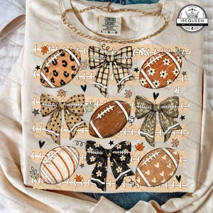 Coquette Football Fall PNG, Preppy Football Fall Pumpkin Sublimation, Cute Pattern Football, Coquette Autumn PNG, Game Day Png, Digital File