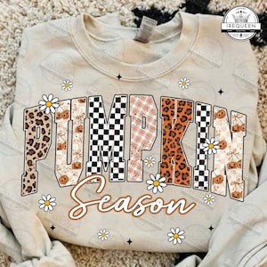 Pumpkin Season PNG, Retro Checkered Fall PNG, Varsity Fall png, Fall Shirt PNG, Fall Sublimation Design, Checker , Autumn png, Digital File