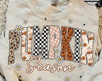 Pumpkin Season PNG, Retro Checkered Fall PNG, Varsity Fall png, Fall Shirt PNG, Fall Sublimation Design, Checker , Autumn png, Digital File