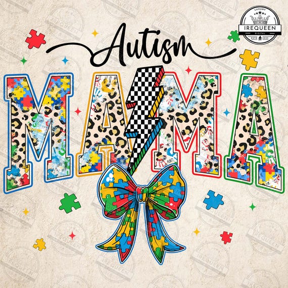 Coquette Autism Mama PNG, Autism Mama Png, In My Autism Mom Era Png, Autism Awareness Png, Autism Checkered Mama Png, Mama Png, Digital File
