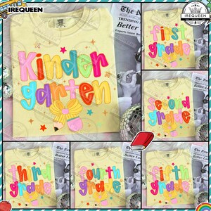 Preppy Back To School Floral Bundle Png, First Day Of School Designs, Retro Teacher Shirt Neon , Kindergarten To Third Grade, Digital File