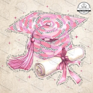 Brushstroke Pink Senior 2025 Png, Retro Graduation Png, Senior 2025 Family Png, Senior Mom Png, Class of 2025,Coquette Bow Png, Digital File