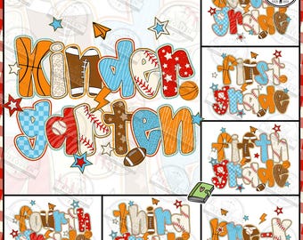 1st /2nd/3rd Grade Boy Back To school Bundle png, Baseball Basketball, Sport School, Preppy Kids, 1st day of school Png Design, Digital File
