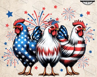 Patriotic USA Chicken PNG, Retro American 4th Of July Png, Independence Day Design, Patriotic Png, Retro American Png,  Digital File