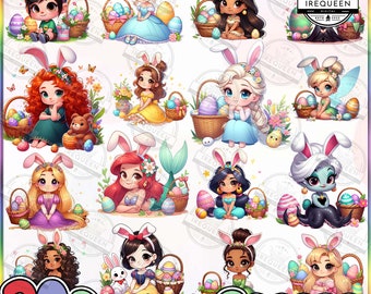 20 Easter Cartoon Princess Png Bundle, Cartoon Easter Png, Happy Easter Day Png, Funny Easter, Cartoon Movie Princess Villains, Digital File