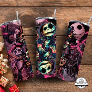 Nightmare Halloween 20oz Skinny Tumbler Png Design, Halloween Friend 20oz Tumbler Png, Halloween Nightmare Png, Digital File