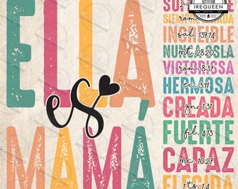 Elle Es Mamá Png, Spanish Mom Png, Latina Mom Png, Mother's Day Png, Mom Png, Gift for Mom, Retro Mama Quotes, Digital File